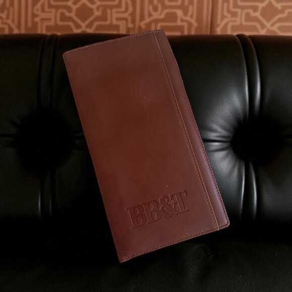 CUTTER & BUCK Tan Brown Leather Bound BB&T Lined Receipt Book - Picture 1 of 9